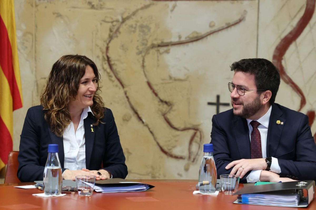 La consellera de la Presidència, Laura Vilagrà, i el president de la Generalitat, Pere Aragonès.