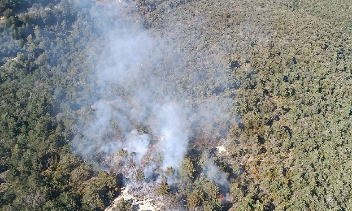 Imatge del foc, pròxim al nucli de La Mussara
