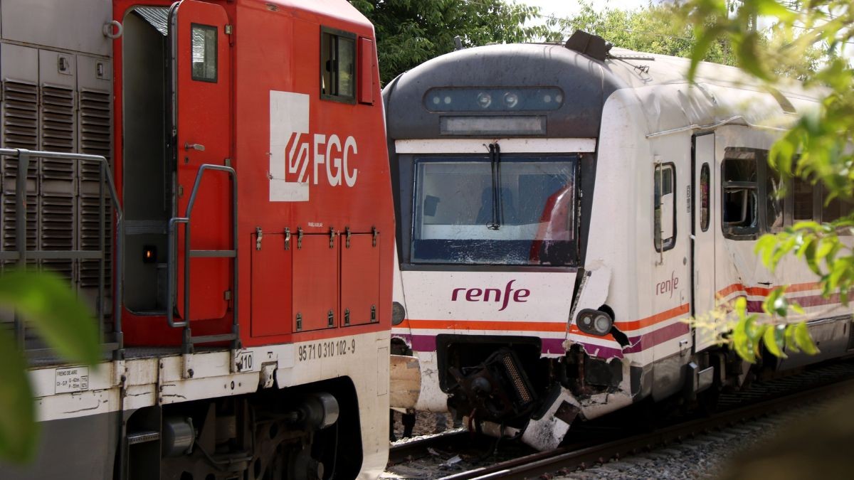 Imatge dels trens implicats en el xoc a Vila-seca.