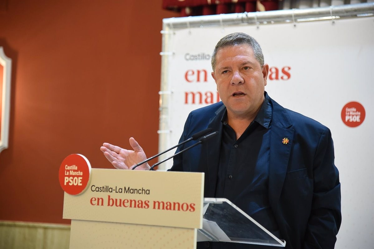 Emiliano García-Page, en un míting de campanya