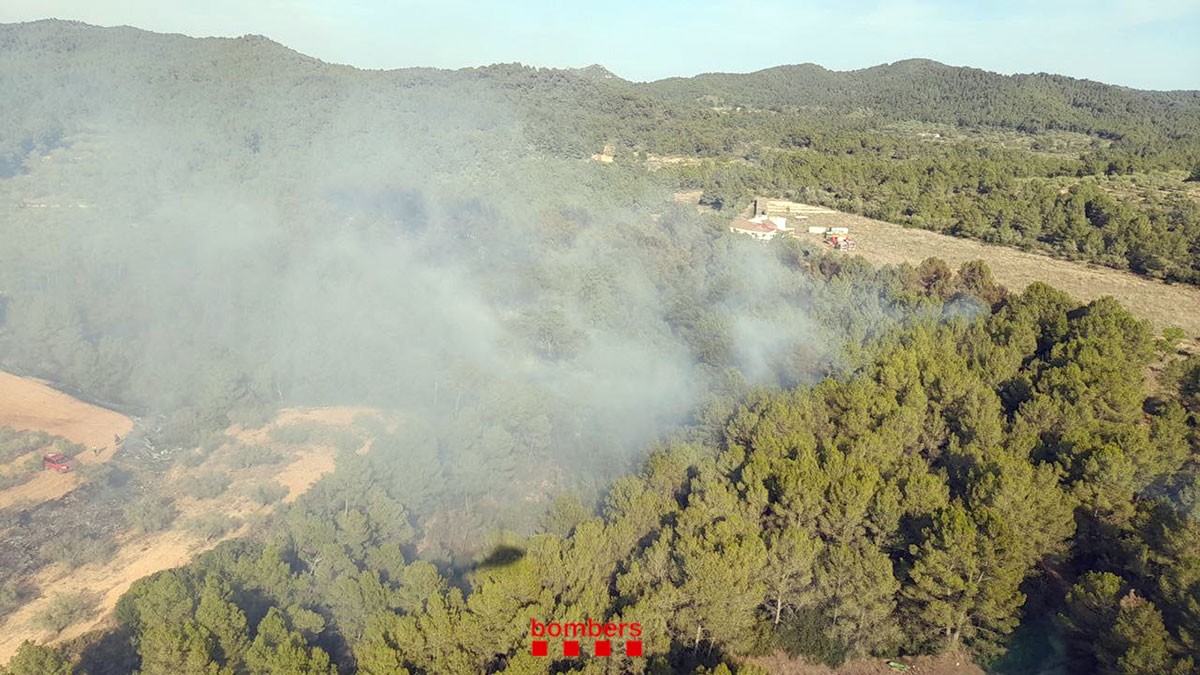 Vista aèria de l'incendi forestal al Perelló.