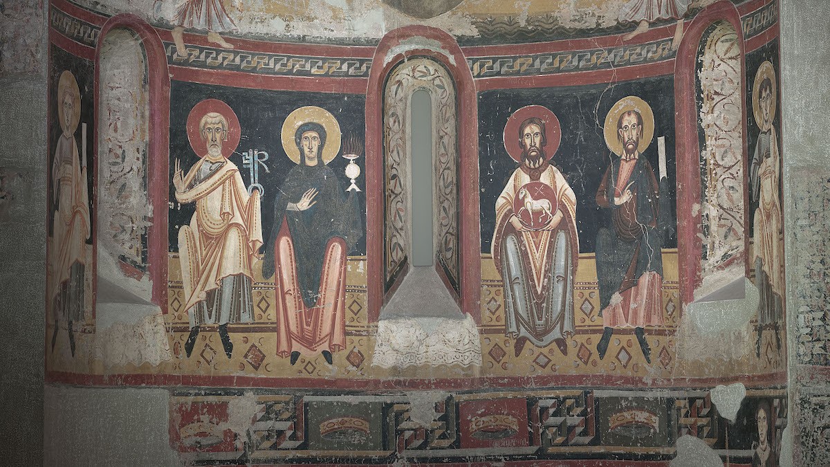 Imatge de les pintures de Sant Pere del Burgal conservades al MNAC