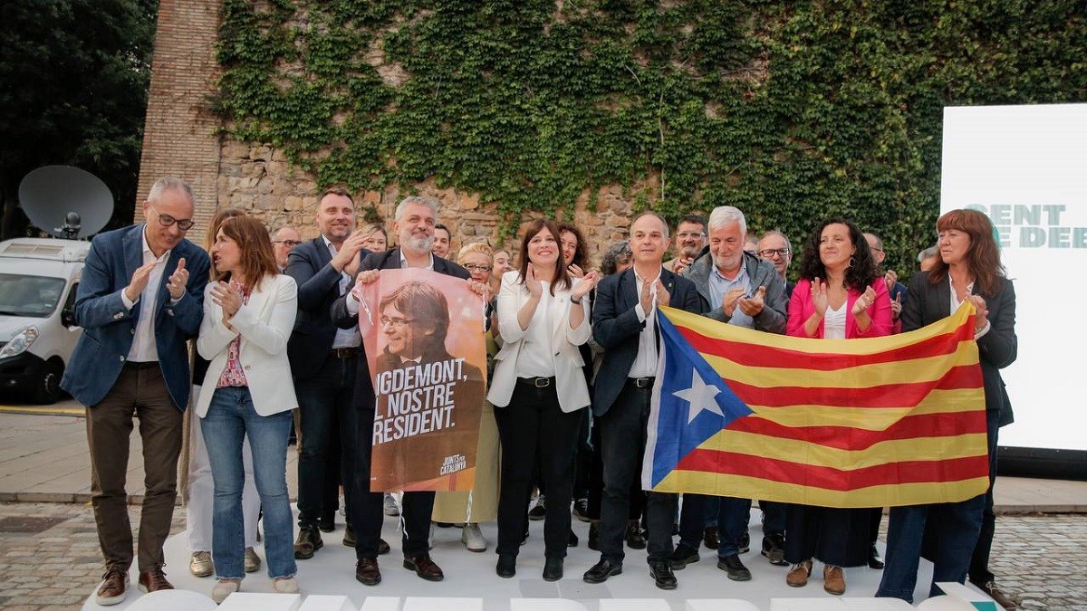 Geis, al final del míting de Junts a Girona.