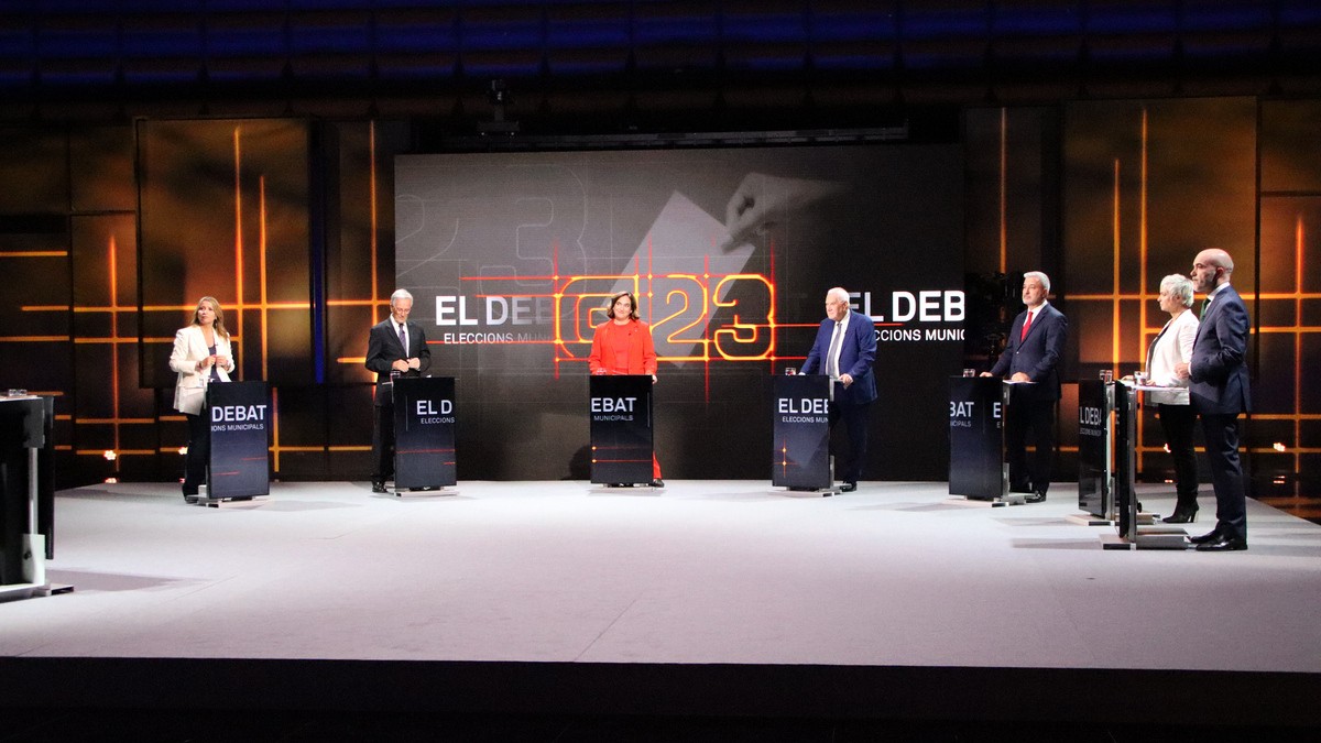 Els candidats a l'alcaldia de Barcelona, durant el debat a TV3