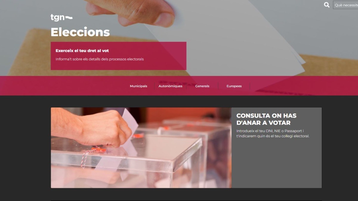Imatge del web municipal de l'Ajuntament de Tarragona dedicat a les eleccions.