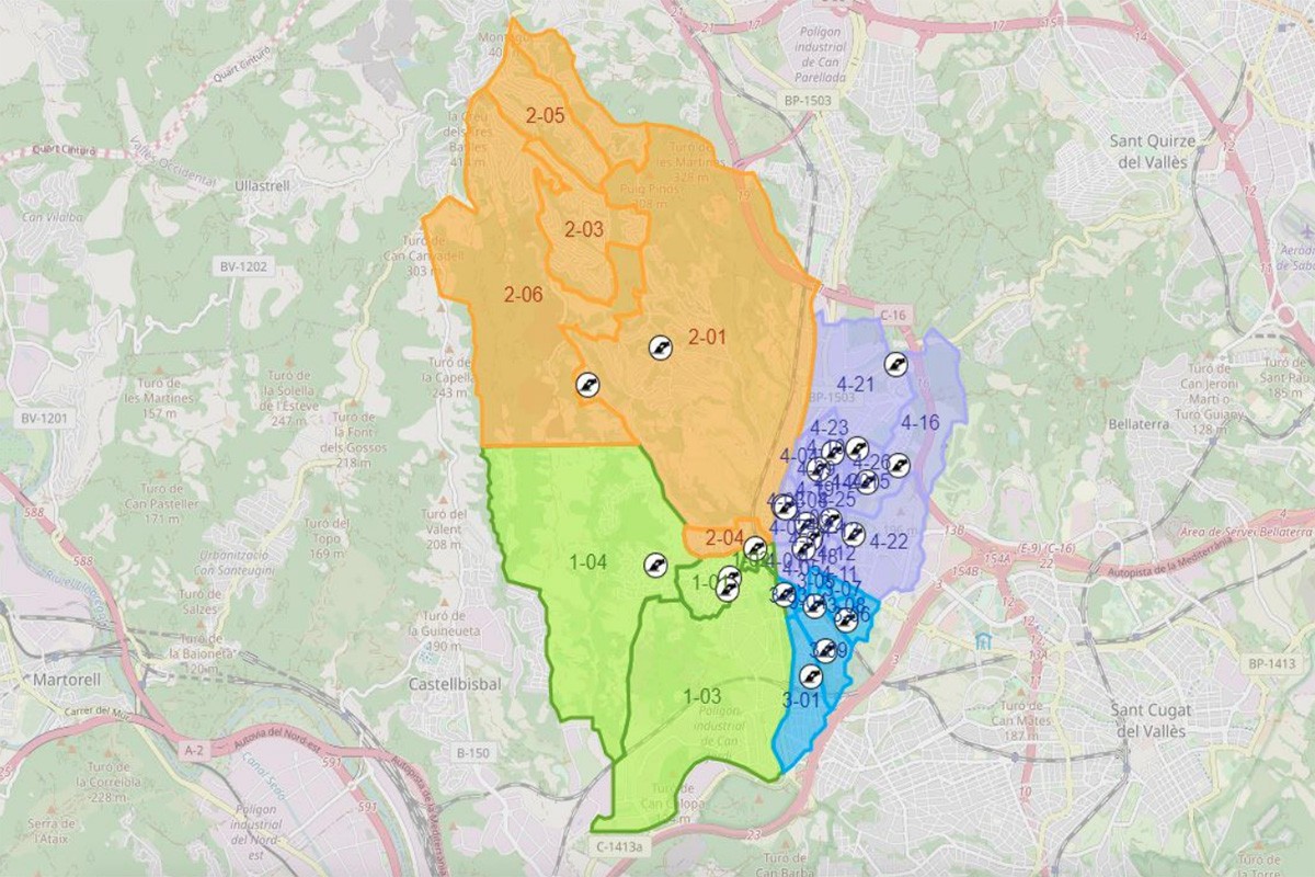 Geolocalització dels col·legis electorals a Rubí