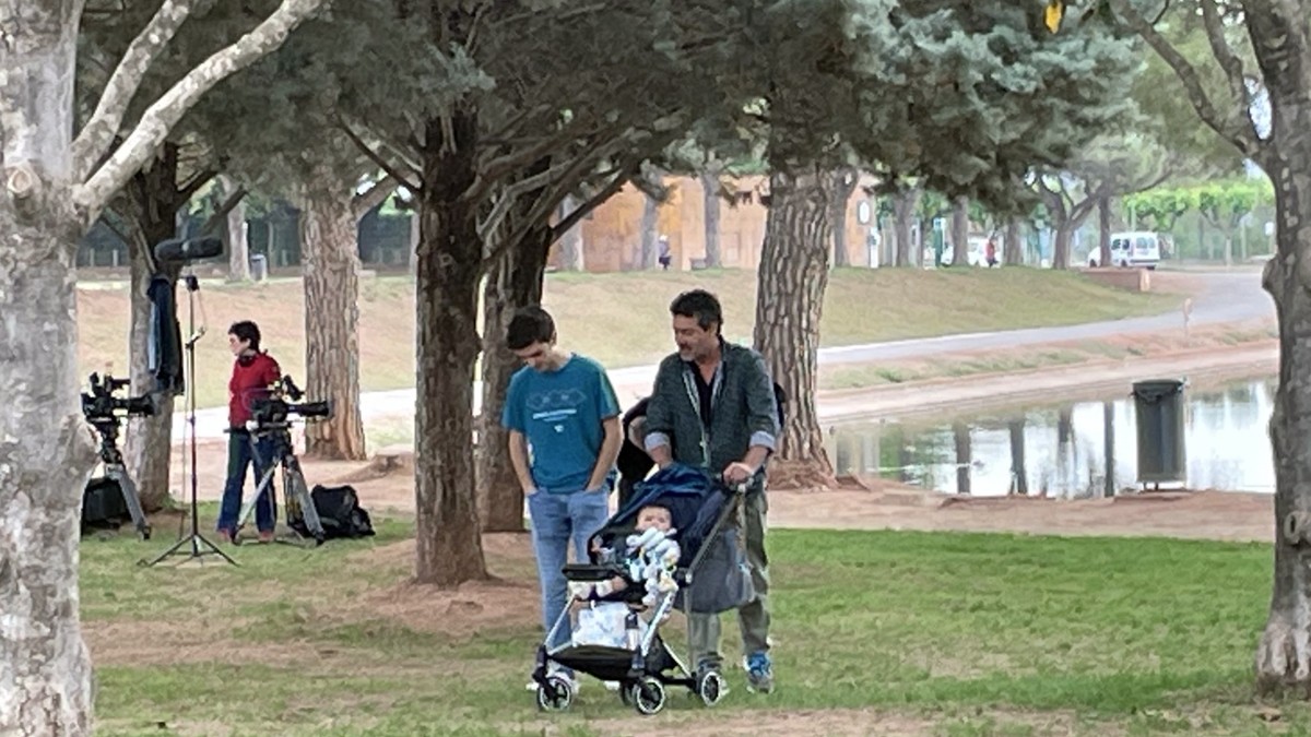 Marc Cartes al parc de l'Agulla durant un descans en el rodatge