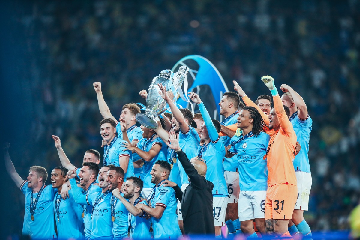 El Manchester City, aixecant la copa de la Champions