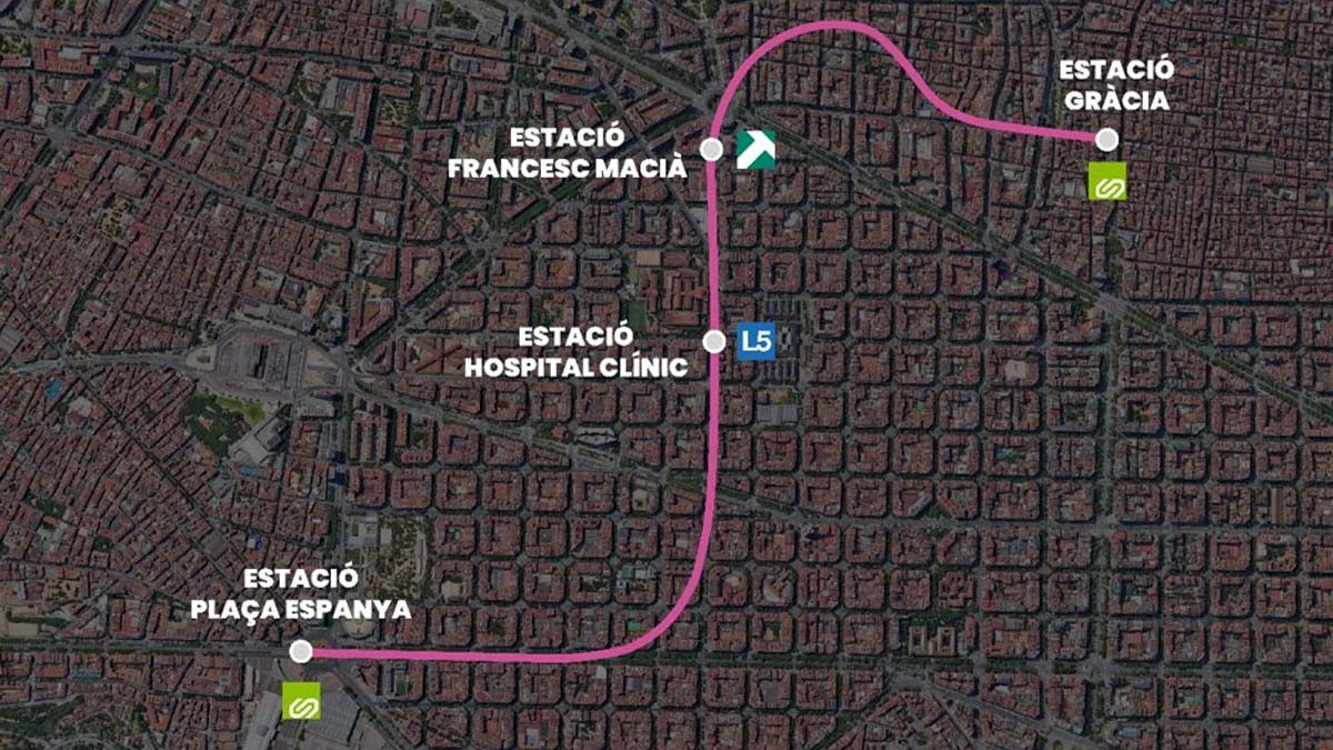 Trajecte que enllaçarà l'estació de plaça Espanya i l'estació de Gràcia dels FGC