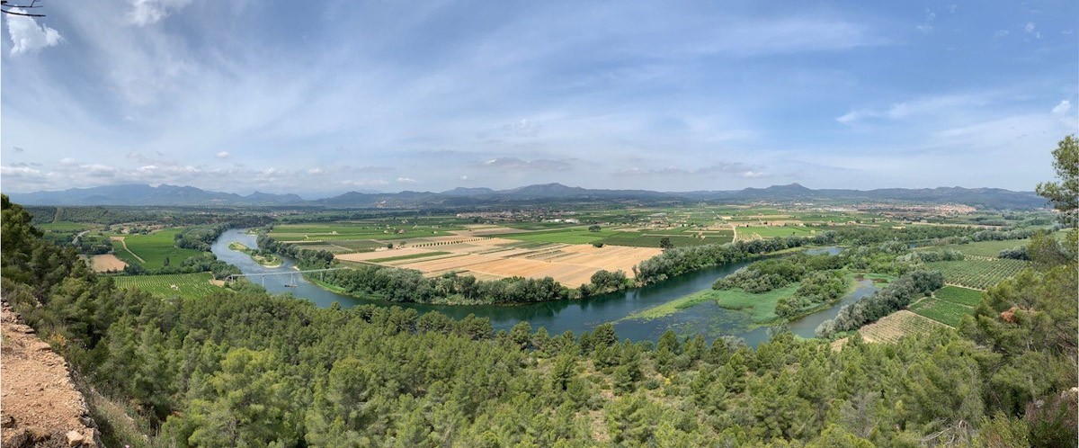 Tram del riu Ebre i les seues illes des del mirador del poblat ibèric del Castellet de Banyoles, a Tivissa  