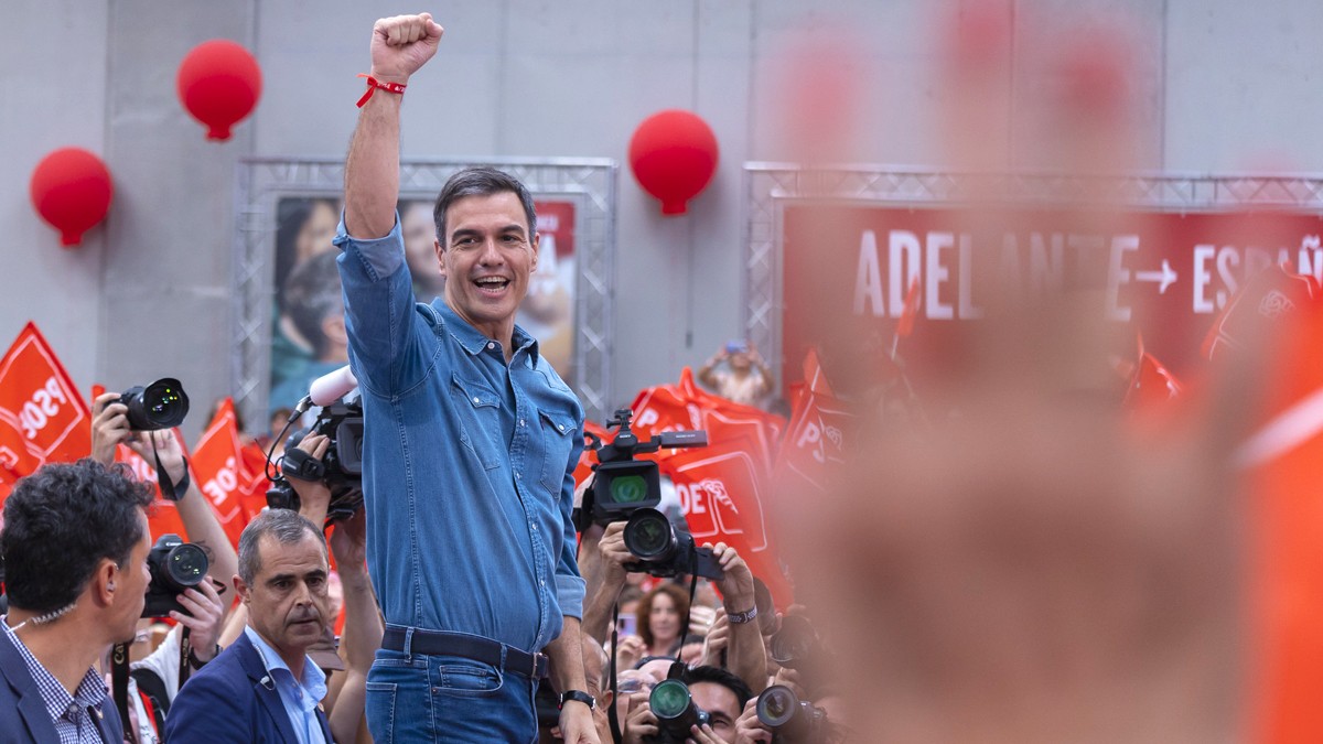 Pedro Sánchez, en un míting del PSOE.