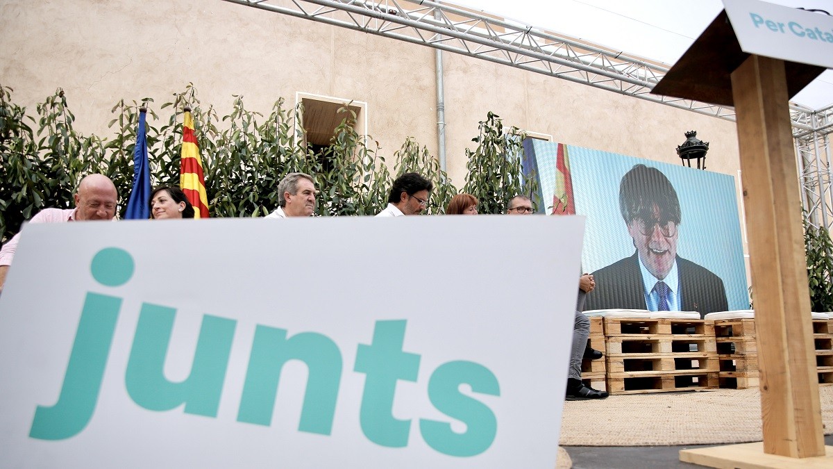 Carles Puigdemont, al míting central de Junts durant la campanya del 23-J. 
