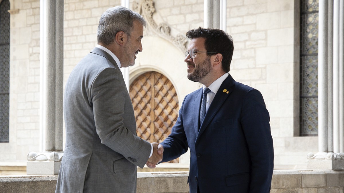 Pere Aragonès i Jaume Collboni, al Palau de la Generalitat