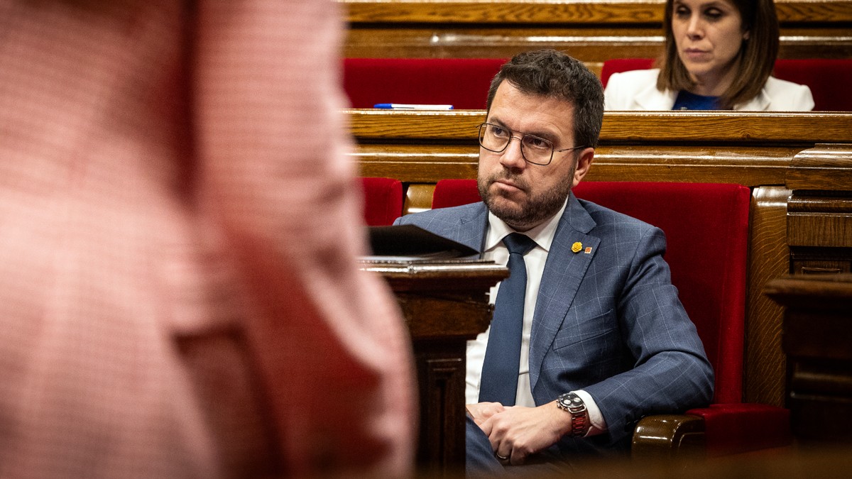 El president de la Generalitat, Pere Aragonès, aquest dimarts al ple del Parlament