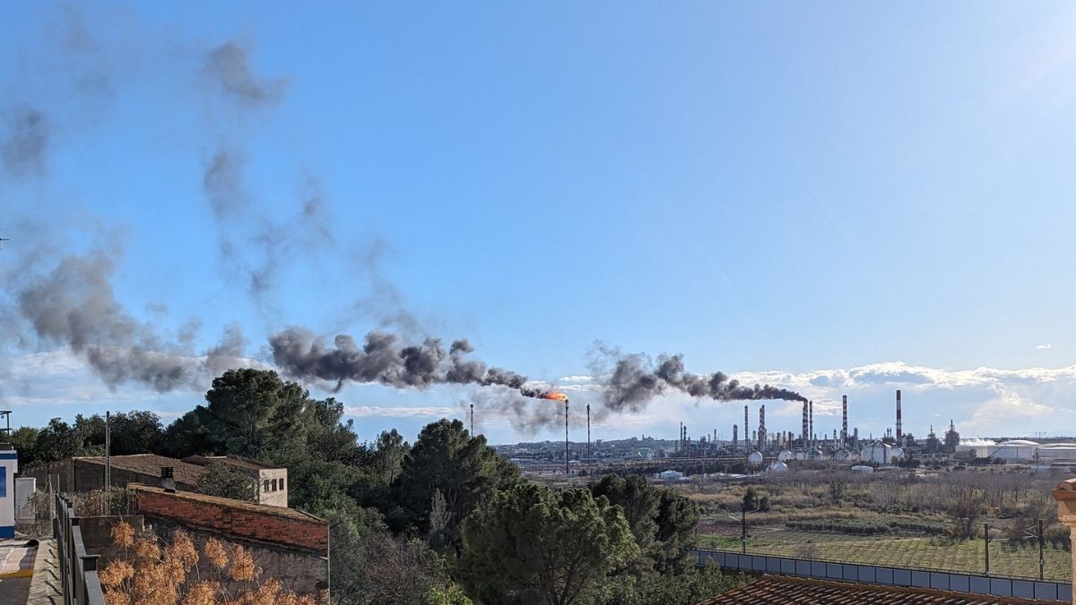 Imatge de la torxa de la planta d'olefines a Tarragona.