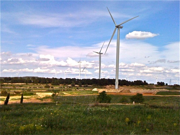 Un parc eòlic prop de Vilalba dels Arcs.