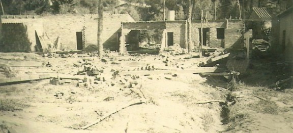 Imatge del barri de les Fonts el dia després de la riuada del 1962.