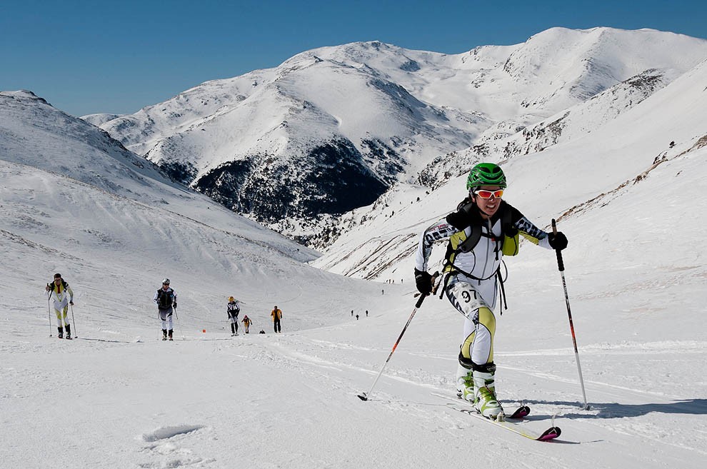 Esquiadors pujant al Puigmal