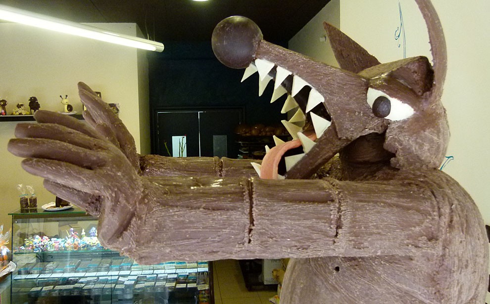 Una escultura de xocolata de la pastisseria El Cacau d'Olot.