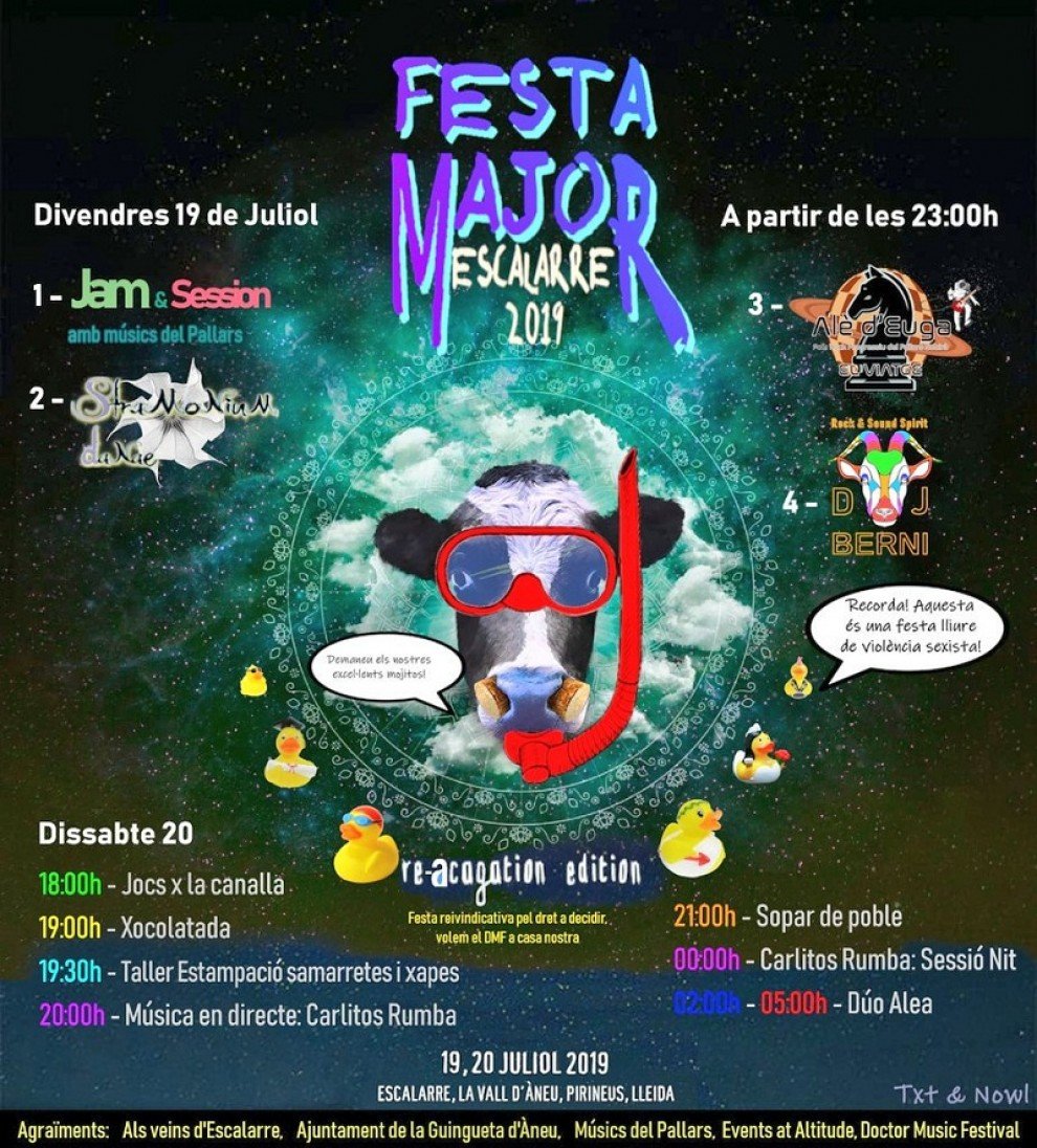 La Festa Major d'Escalarre parodia el Doctor Music Festival en el seu  cartell